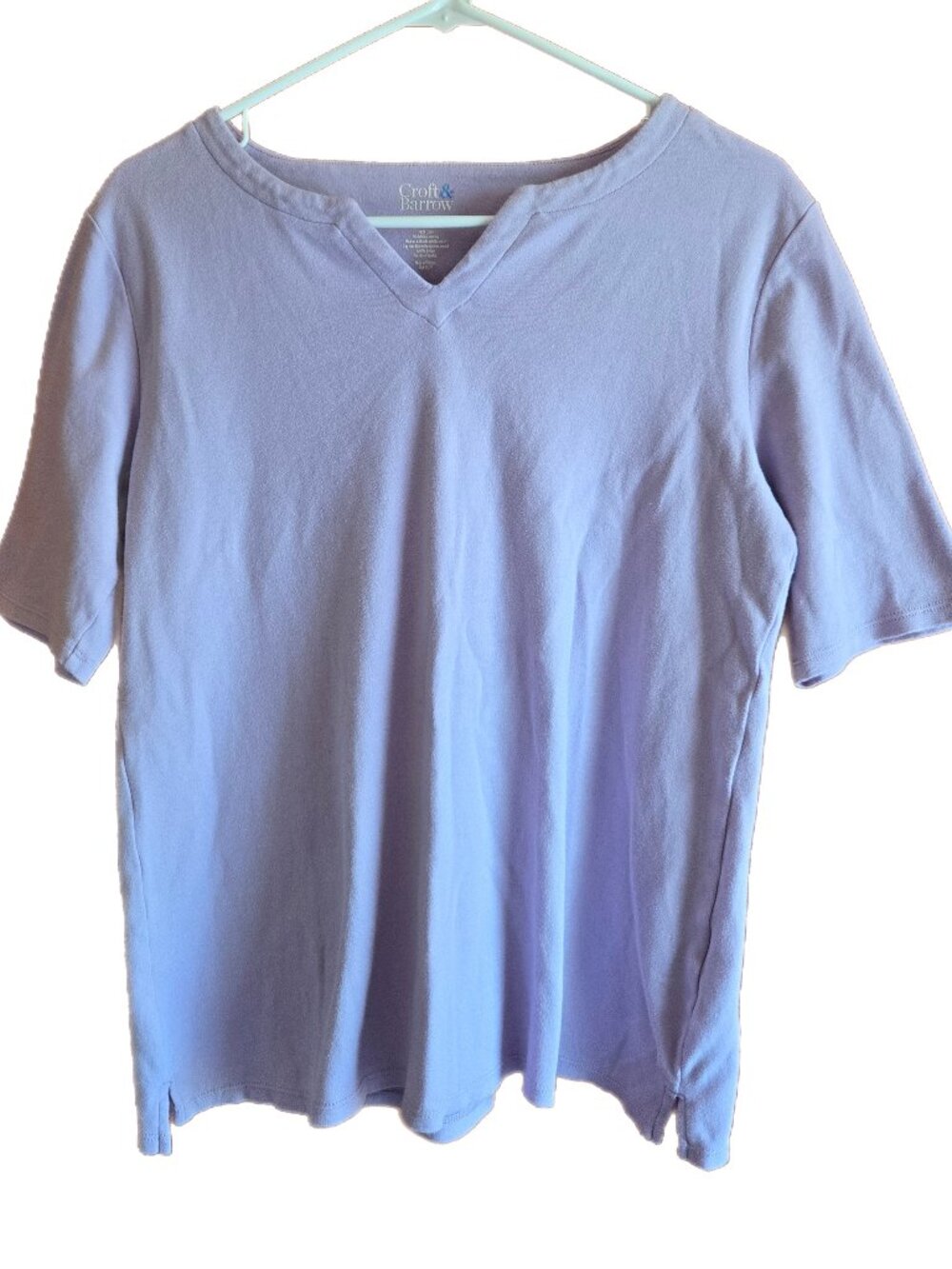 Croft & Barrow Women's M Lavender Thick Cotton Short-Sleeve Top Shirt